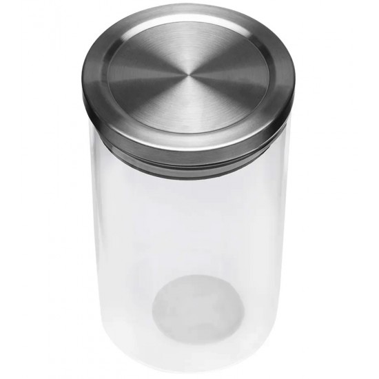 Pote 1 Litro 17,5cm Vidro Hermético Com Tampa Inox